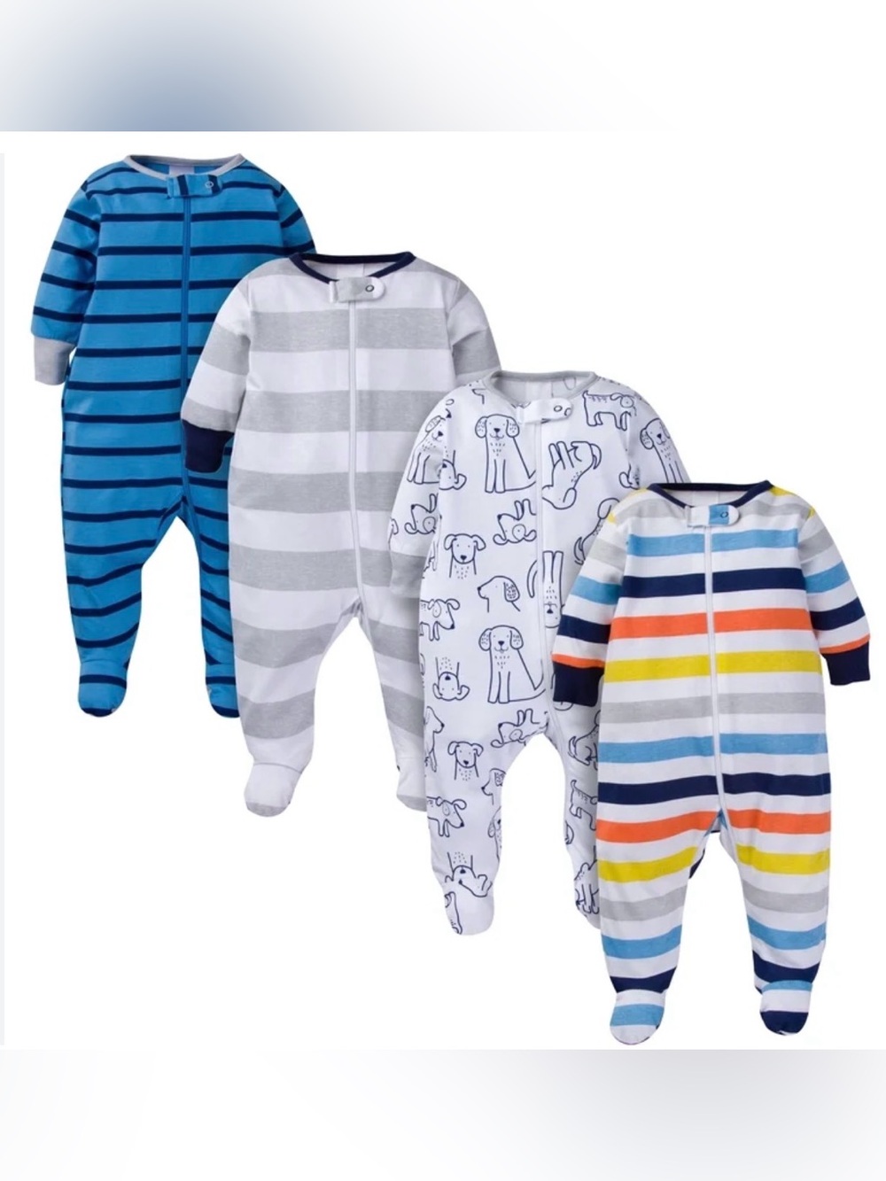 Onesies Brand Baby Boy Sleep 'N Plays Footed Pajamas, 4-Pack